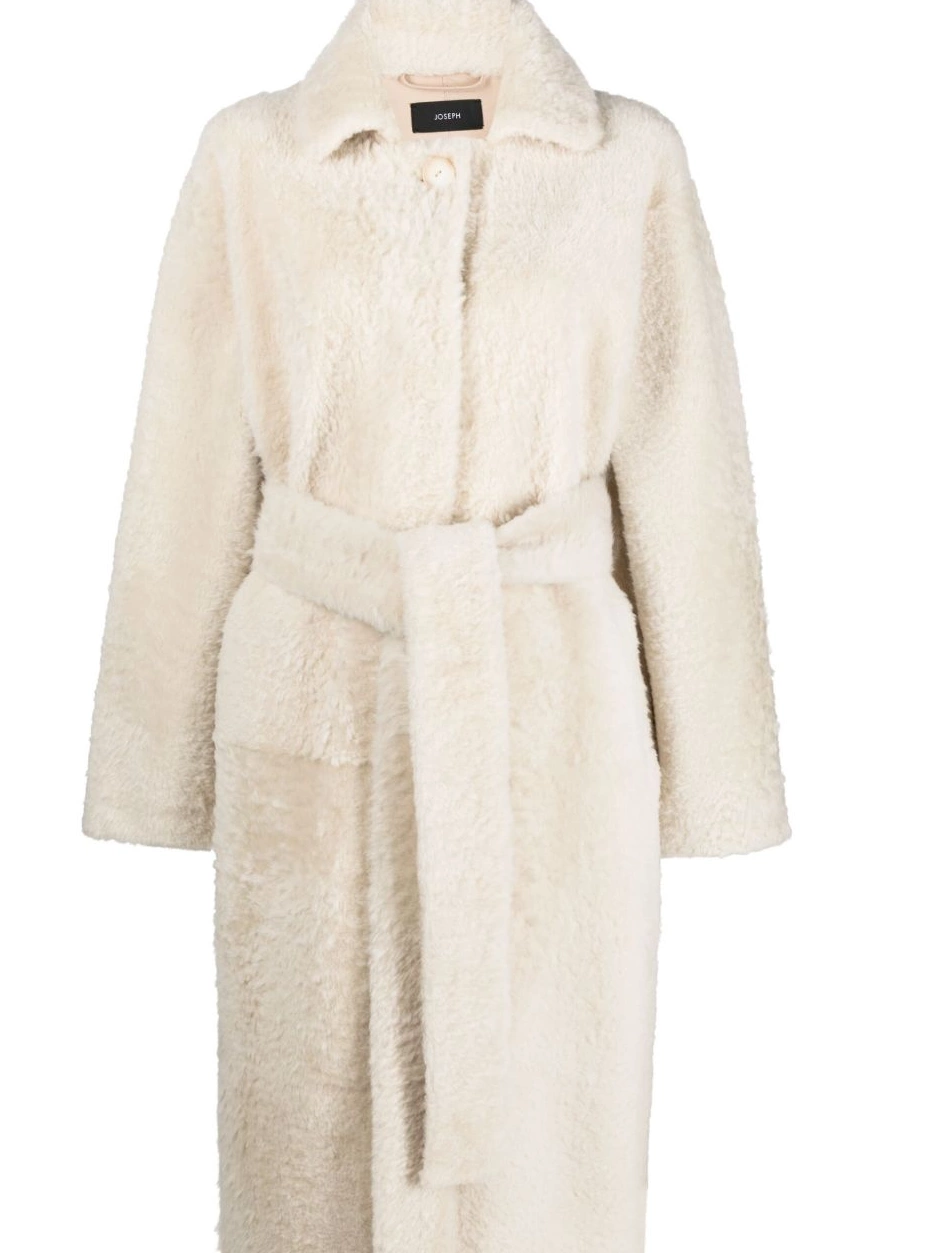 Affordable belted JOSEPH Women shearling coat 0211