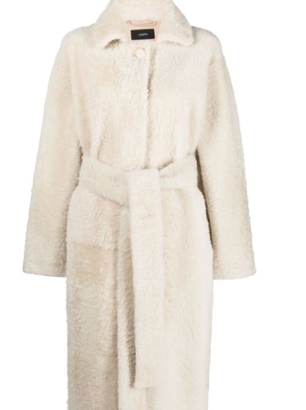 Affordable belted JOSEPH Women shearling coat 0211